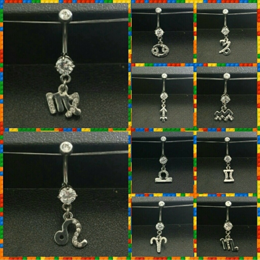 Two Zodiac Sign Belly Button Rings - Picture 3 of 6